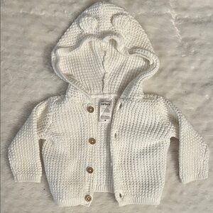 Carter's Cream Knit Baby Hoodie with Bear Ears